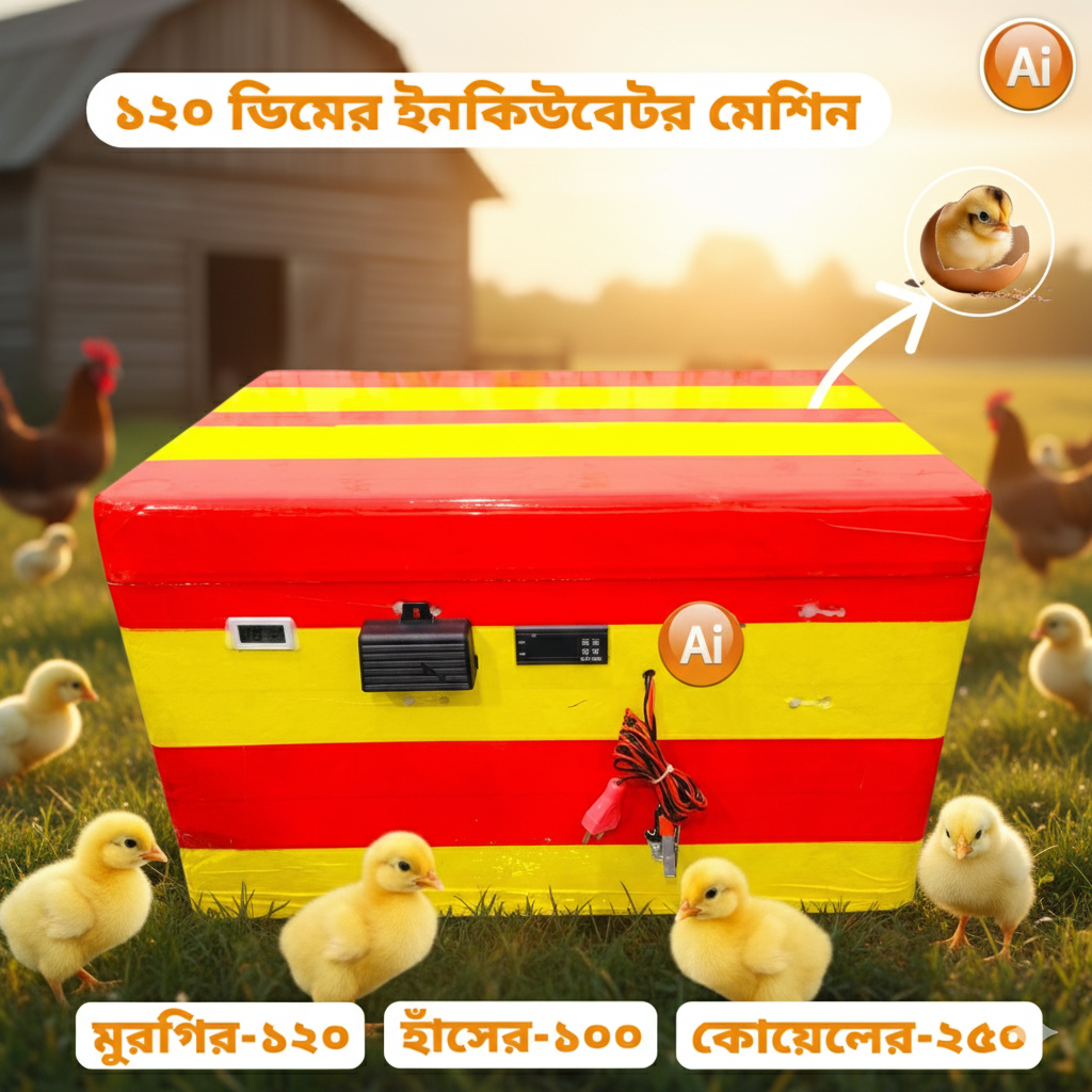 ১২০ ডিম ধারণক্ষম স্মার্ট সেমি অটো ডিম ফোটানোর ইনকিউবেটর মেশিন – AC/DC Semi Auto Egg Incubator