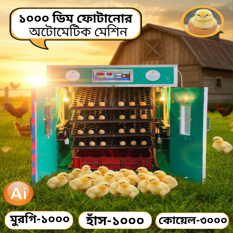 ১০০০ ডিম ধারণক্ষম স্মার্ট সেমি অটো ডিম ফোটানোর ইনকিউবেটর মেশিন – AC Auto Egg Incubator